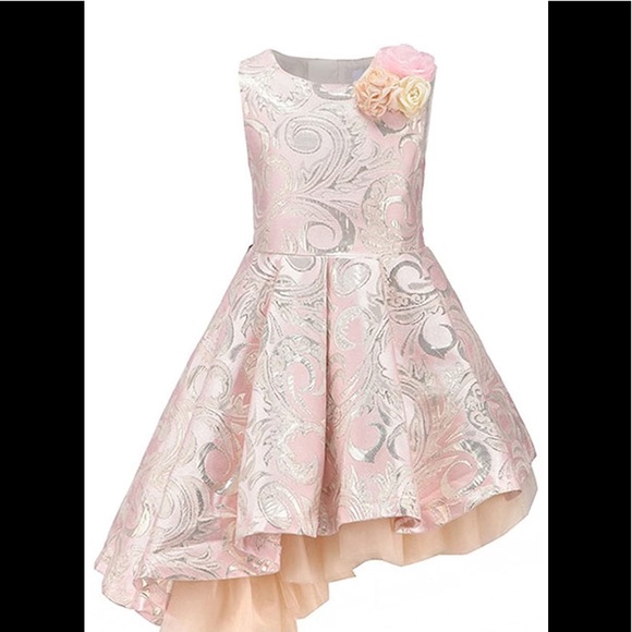 Asymmetrical silver jacquard brocade fancy dress - Picture 8 of 8